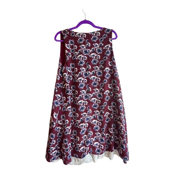 VTG Mai Soli Gunne Sax Mini Floral DRESS Flirty Lace Hem Womens LG Sleeveless - Picture 2 of 4